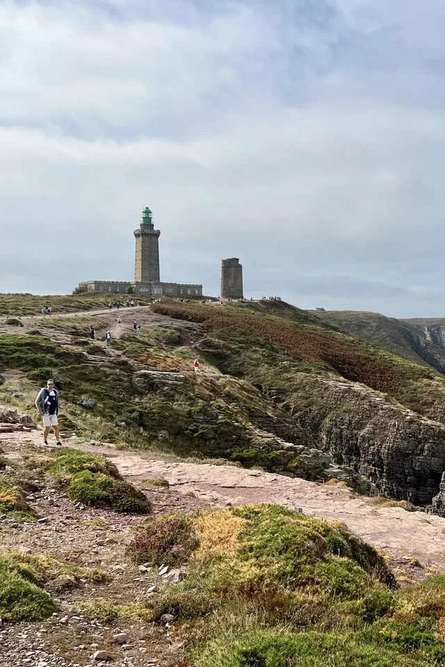 A lighthouse above the cliffs, in Brittany